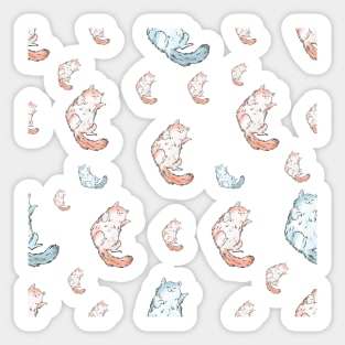 Cats Patterns Stickers Colorful Matte Black Sticker